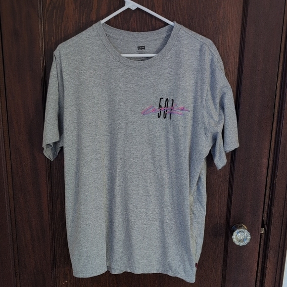 Levi's 501 Short Sleeve Gray Mens Relaxed Tshirt Size Large - Picture 1 of 5